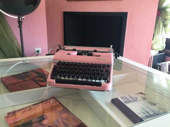 Pink Typerwriter with Black Keys