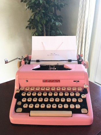 Pink Typewriter with White Keys 
